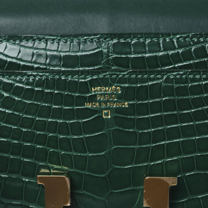 Hermes Shiny Alligator Constance Long Wallet Vert Emeraude 6 of 10