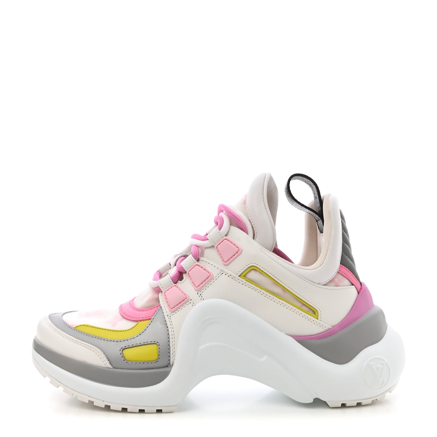 Calfskin Technical Nylon LV Archlight Sneakers 36.5 White Pink Yellow