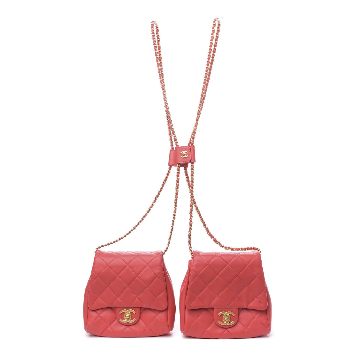 Lambskin Quilted Side-Packs Red