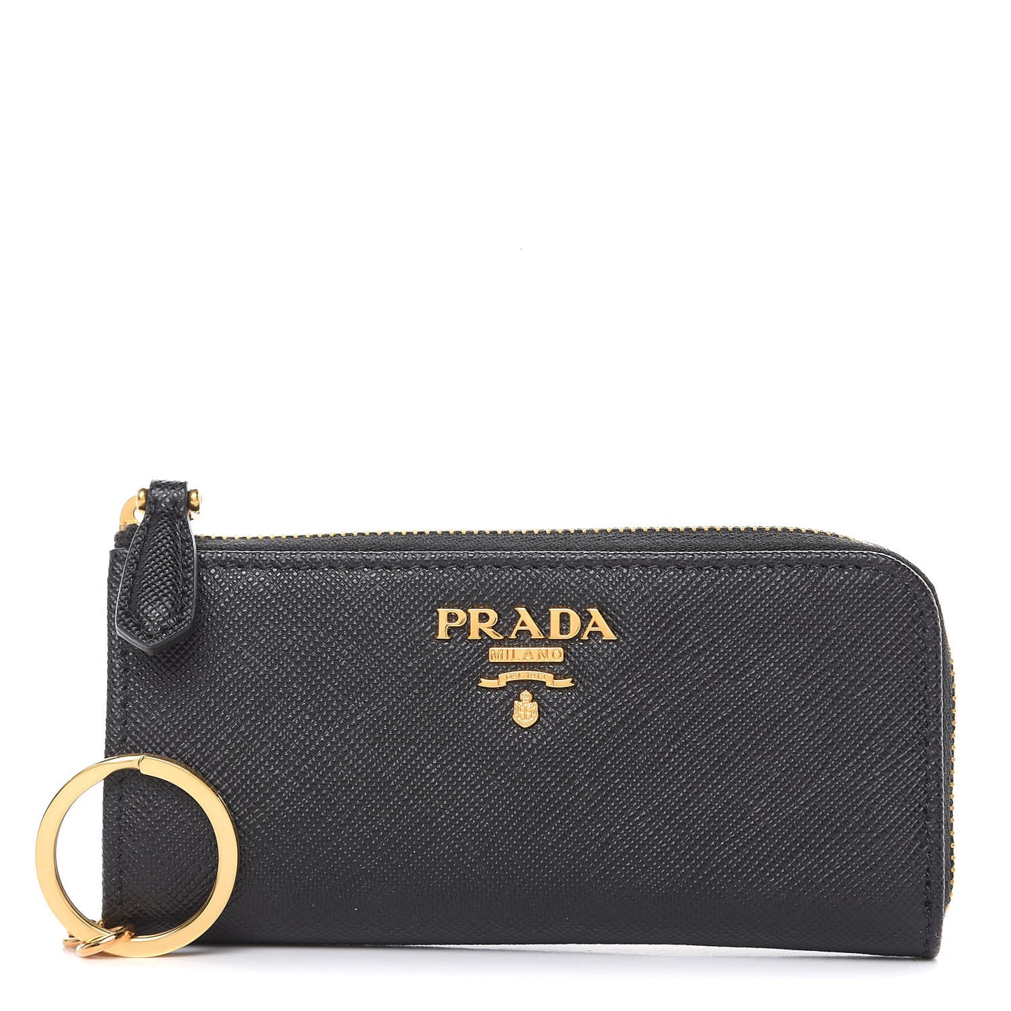 Saffiano Metal Zip Around Key Holder Black