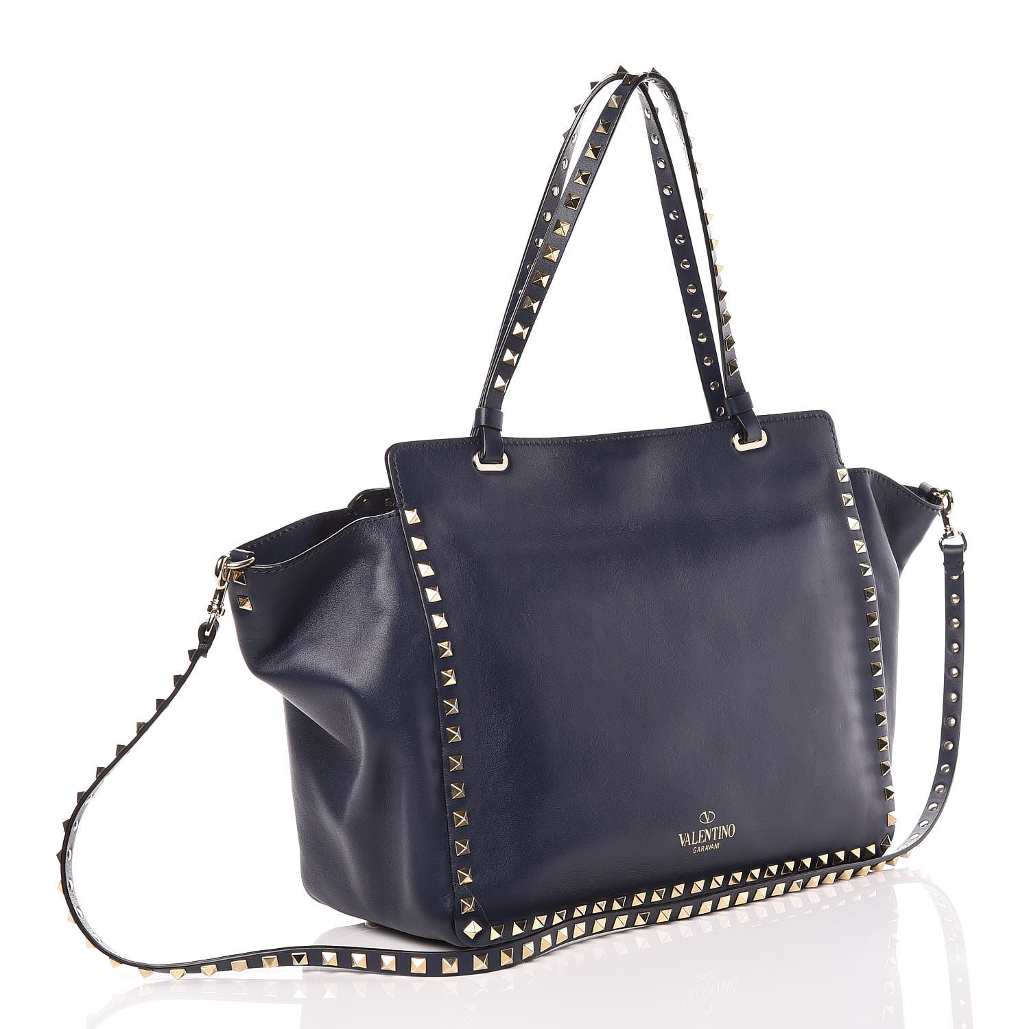 Valentino Garavani Vitello Medium Rockstud All Over Tote Marine 4 of 15