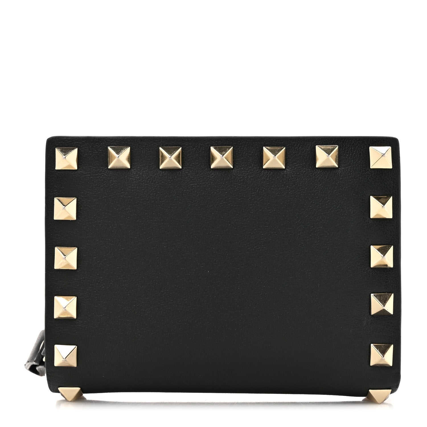 Valentino Garavani Vitello Rockstud Compact Zip Around Wallet Black 1 of 9
