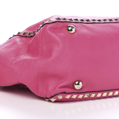 Valentino Garavani Vitello Medium Rockstud Tote Pop Fuxia 9 of 11