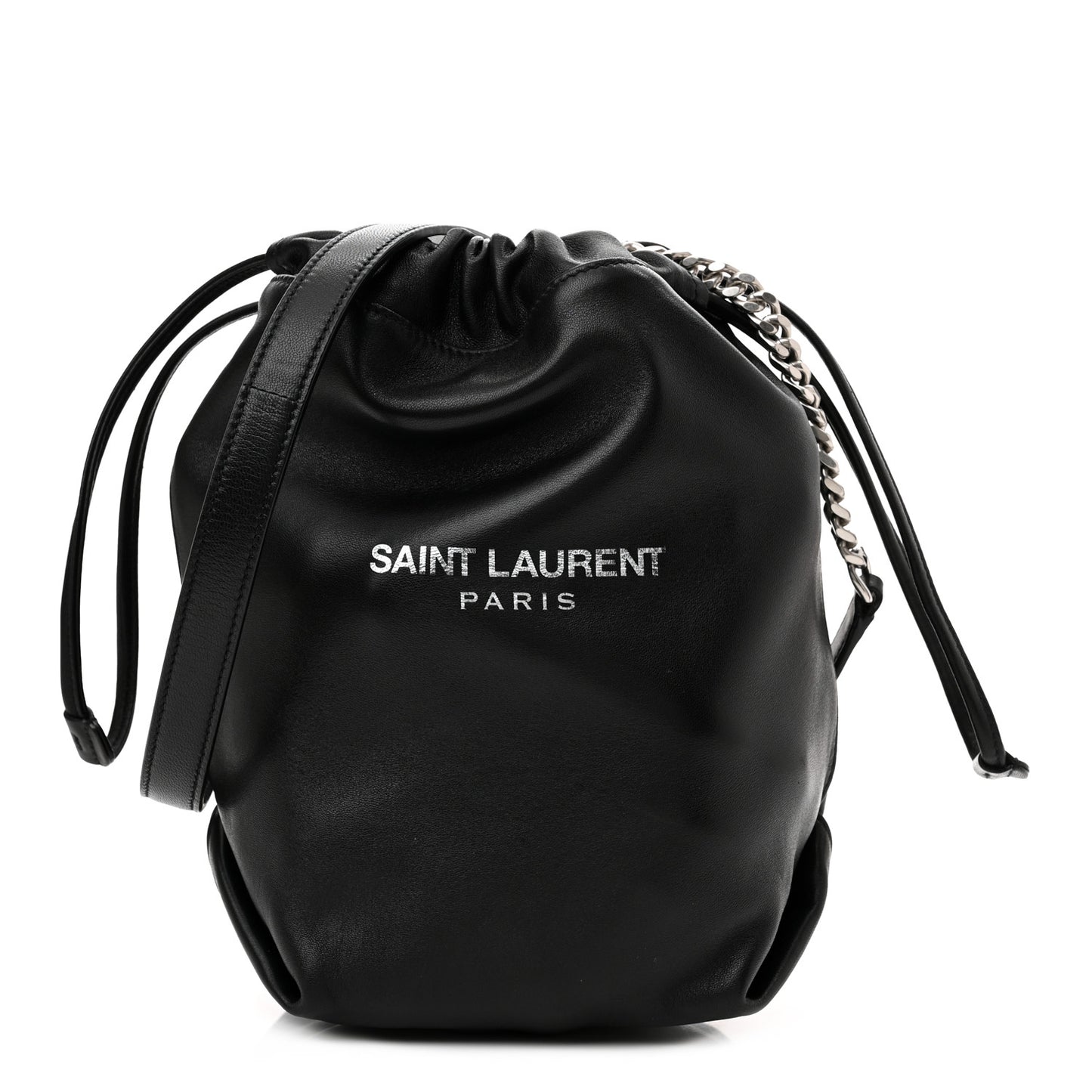 Lambskin Teddy Drawstring Bag Black