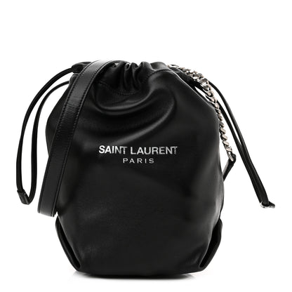 Saint Laurent Lambskin Teddy Drawstring Bag Black 3 of 10