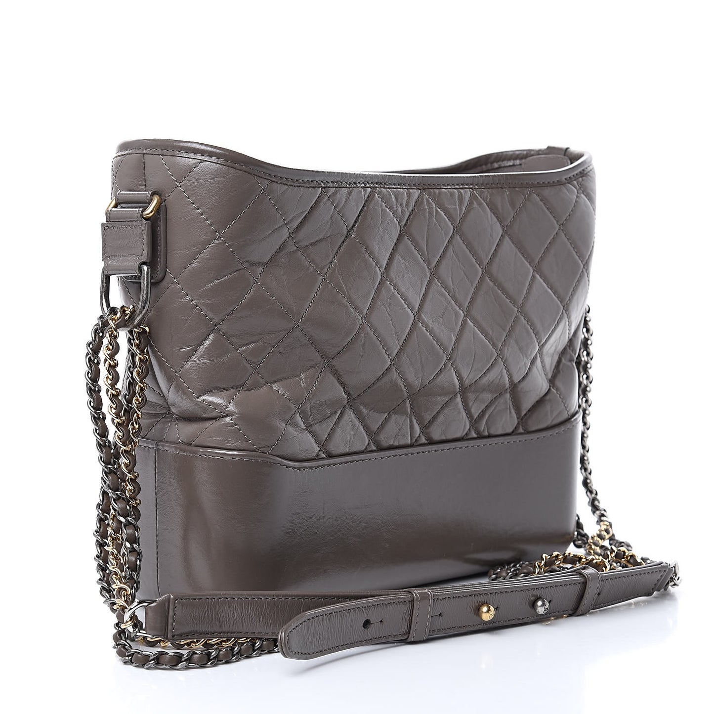 Aged Calfskin Quilted Medium Gabrielle Hobo Gray