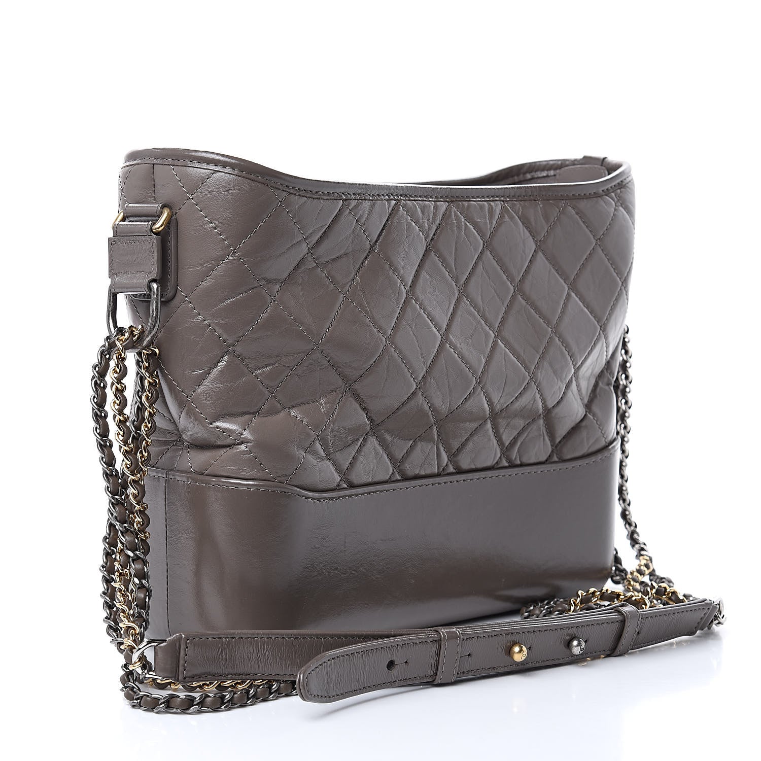 Chanel Aged Calfskin Quilted Medium Gabrielle Hobo Gray 3 of 10