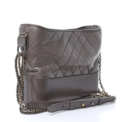 Chanel Aged Calfskin Quilted Medium Gabrielle Hobo Gray 3 of 10