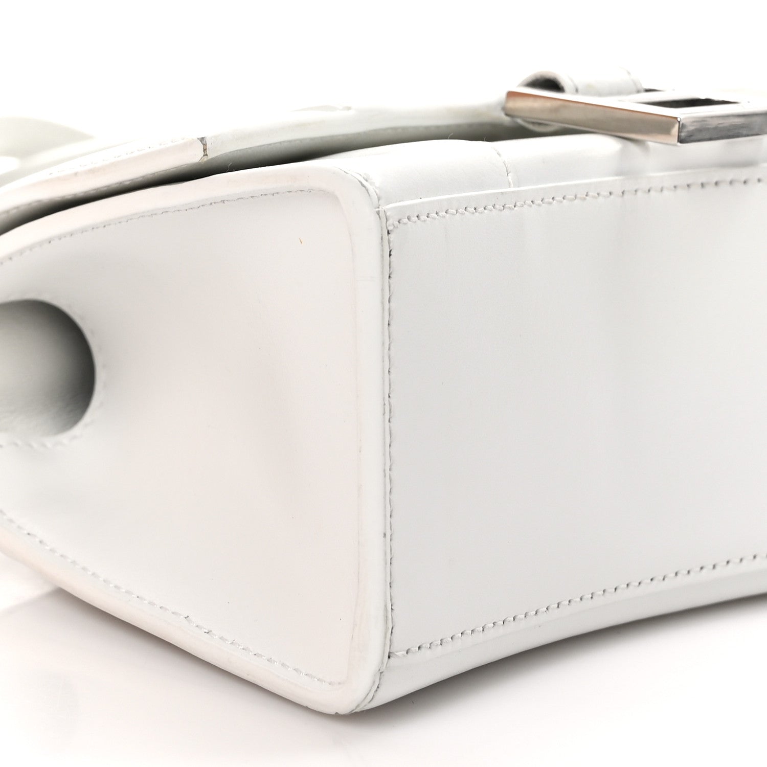 Balenciaga Box Calfskin Graffiti Logo Hourglass Top Handle Bag XS White Light Silver 10 of 11