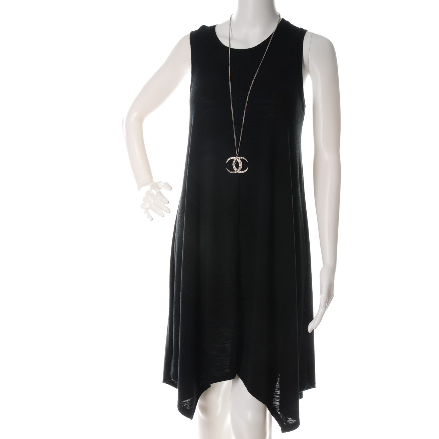 Chanel Baguette Crystal CC Necklace Silver 2 of 5