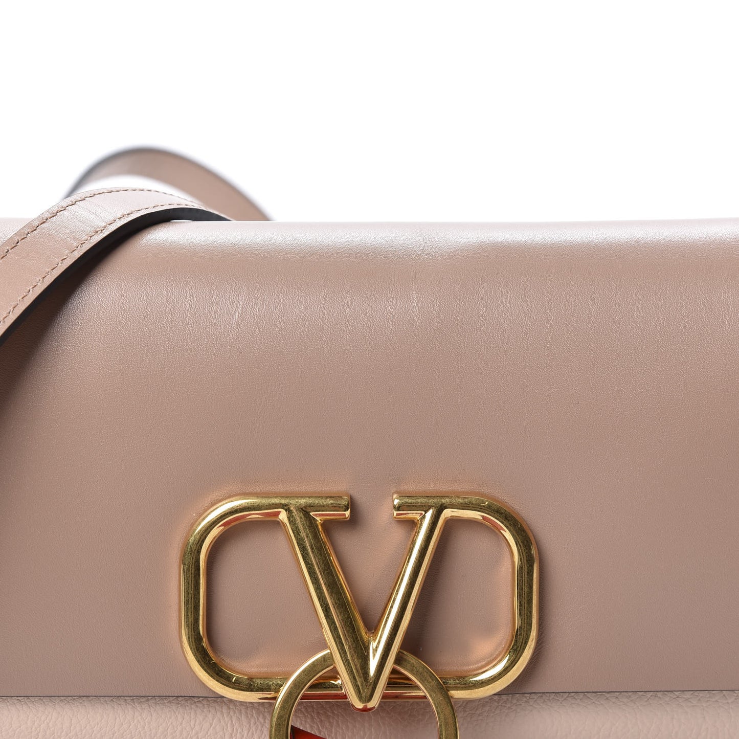 Smooth Calfskin VRing Crossbody Bag Rose Cannelle Light Ivory
