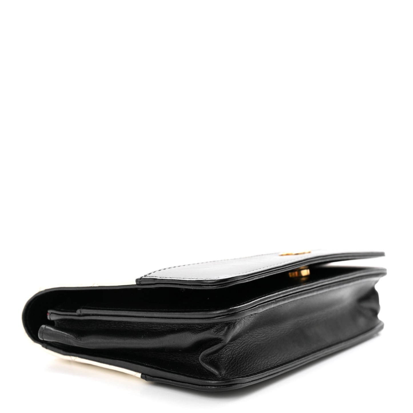 Aged Calfskin Quilted Gabrielle Wallet On Chain WOC White Black