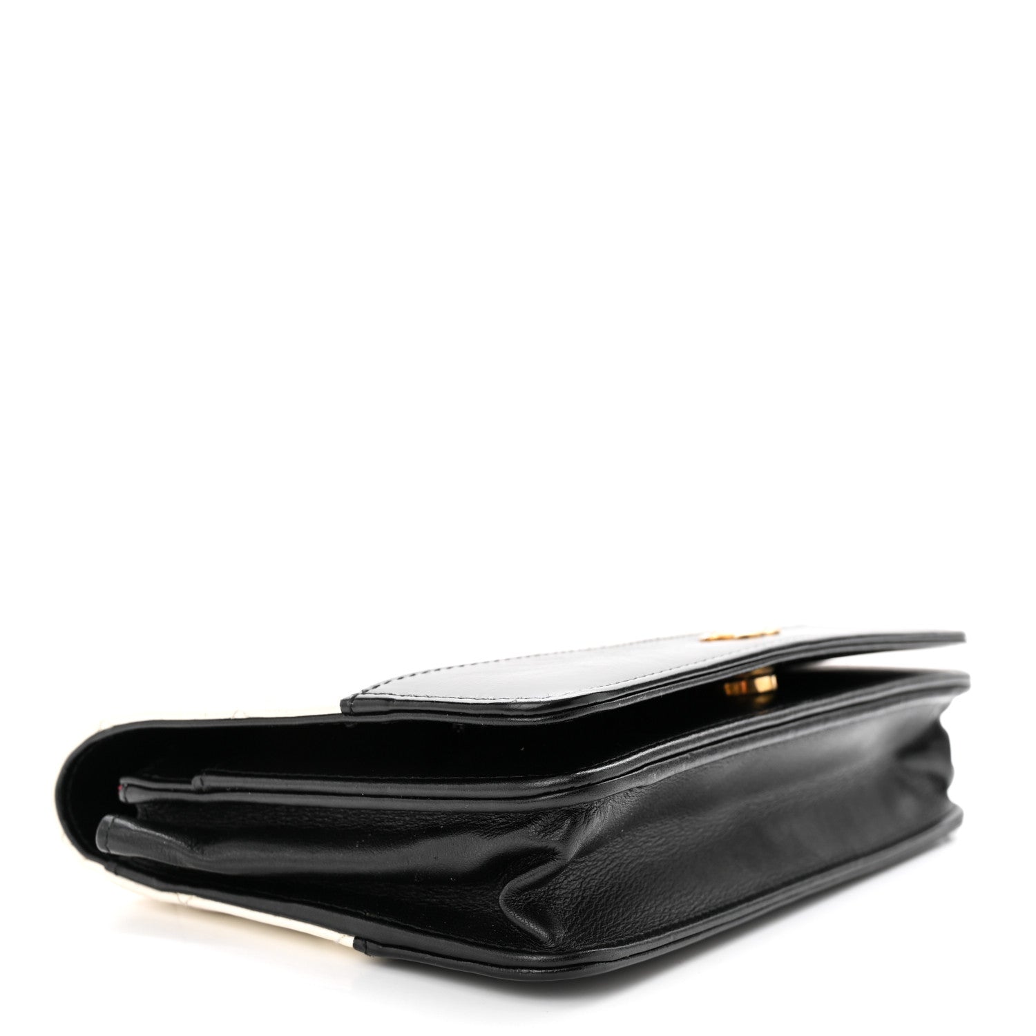 Chanel Aged Calfskin Quilted Gabrielle Wallet On Chain WOC White Black 4 of 14