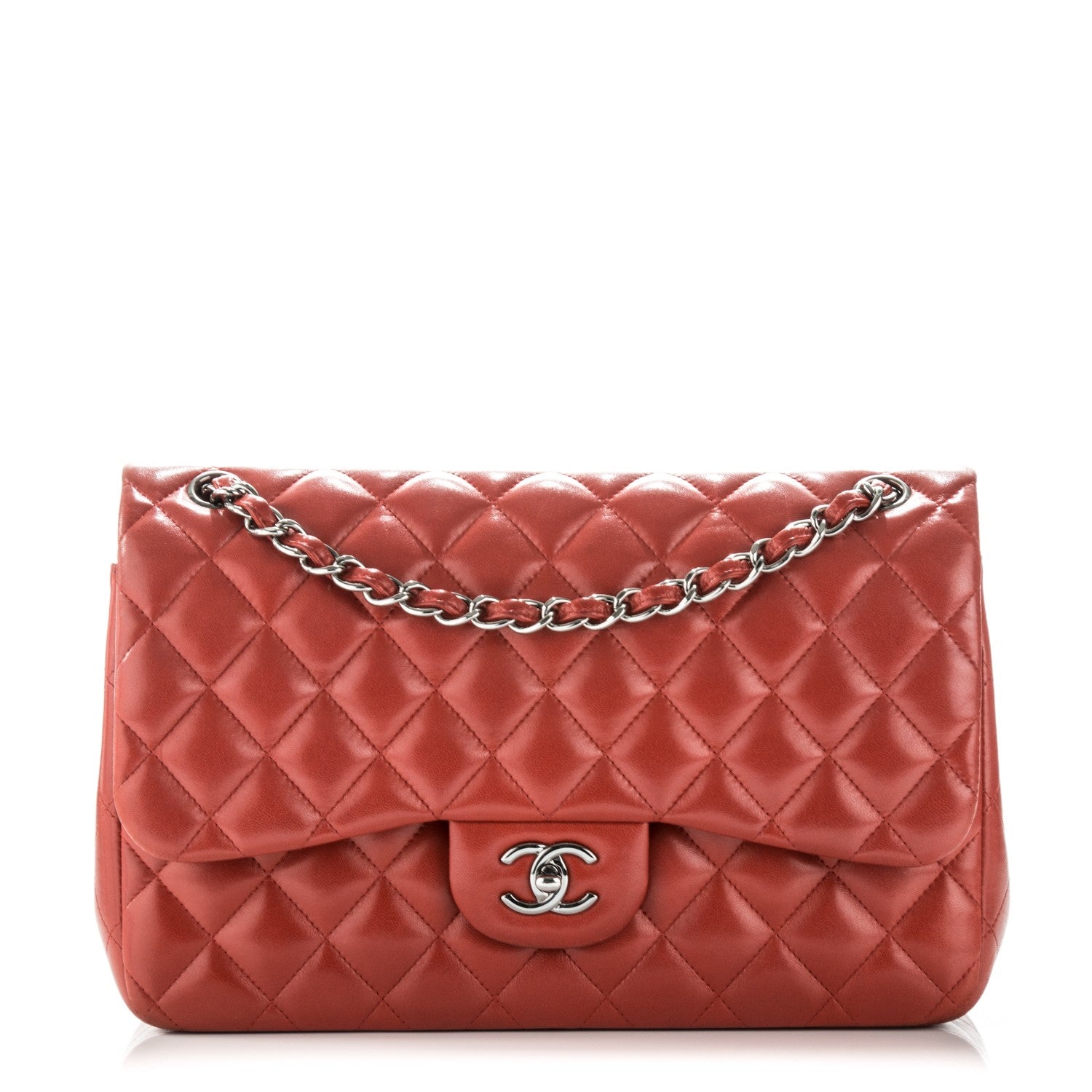 Chanel Lambskin Quilted Jumbo Double Flap Red 1 of 8