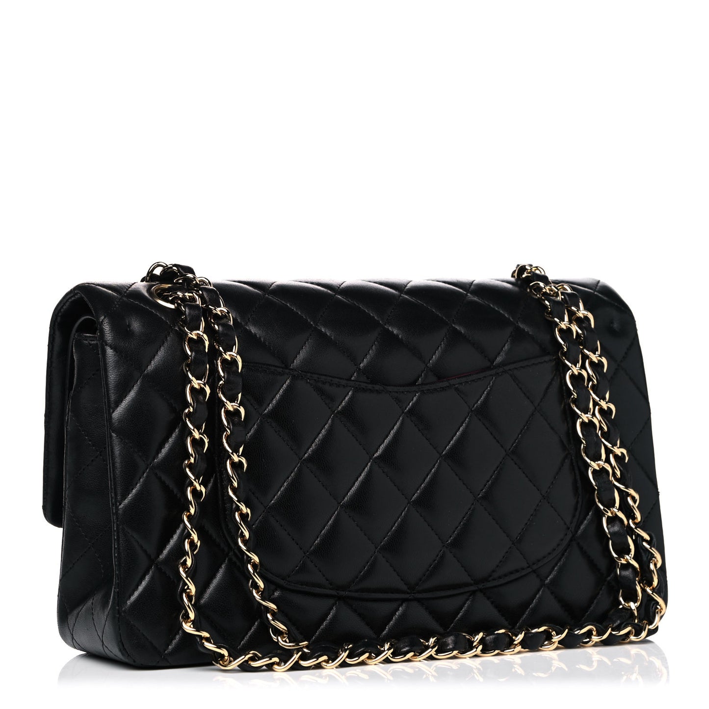 Lambskin Quilted Medium Double Flap Black