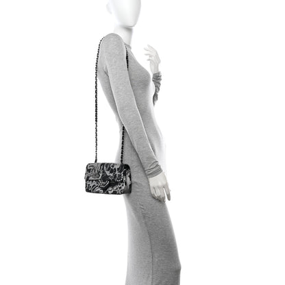 Chanel Lambskin Printed Mini Rectangular Flap Black Silver 3 of 11