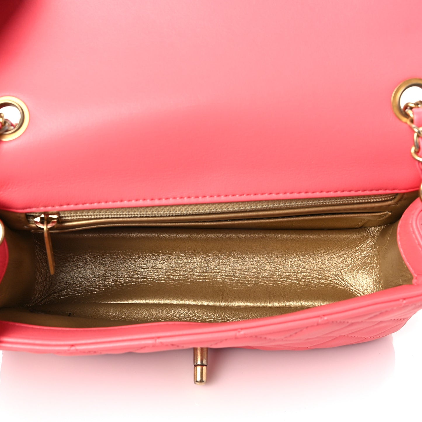Lambskin Quilted Mini Rectangular Pearl Crush Flap Pink