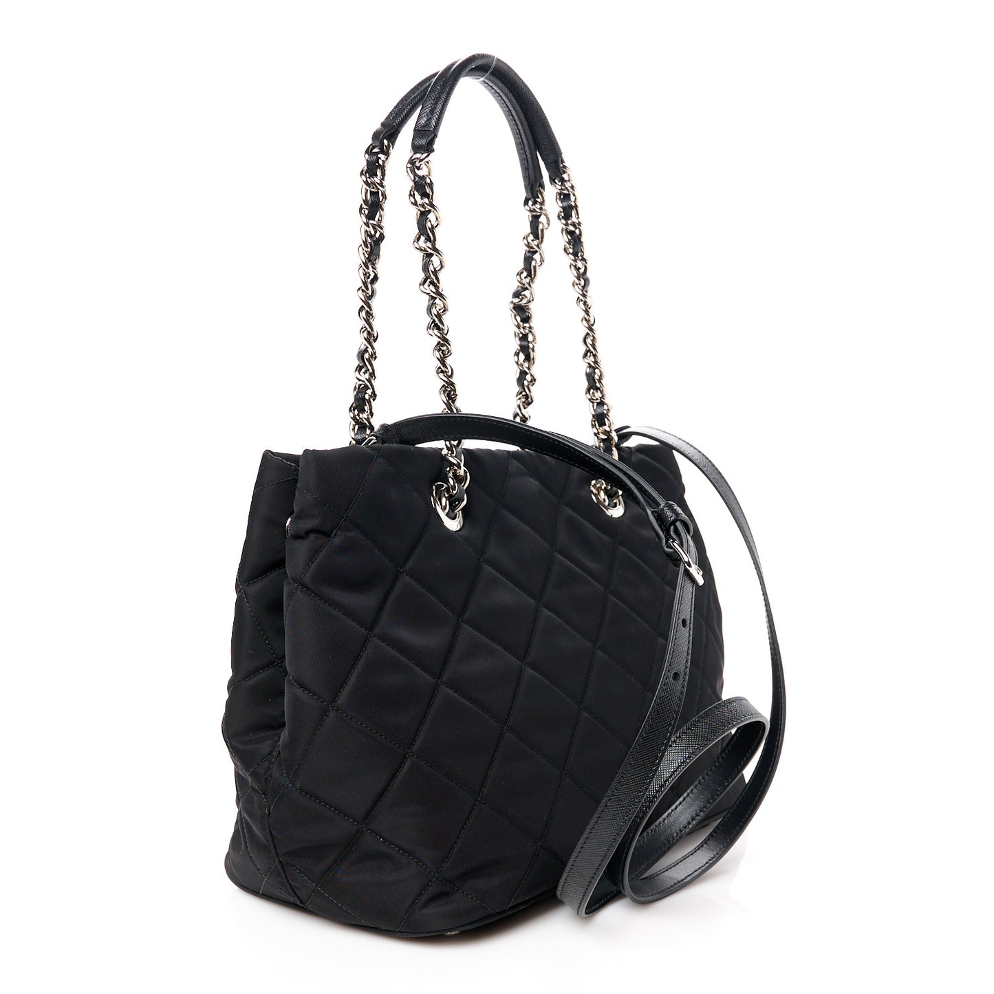Nylon Tessuto Impuntu Quilted Tote Black