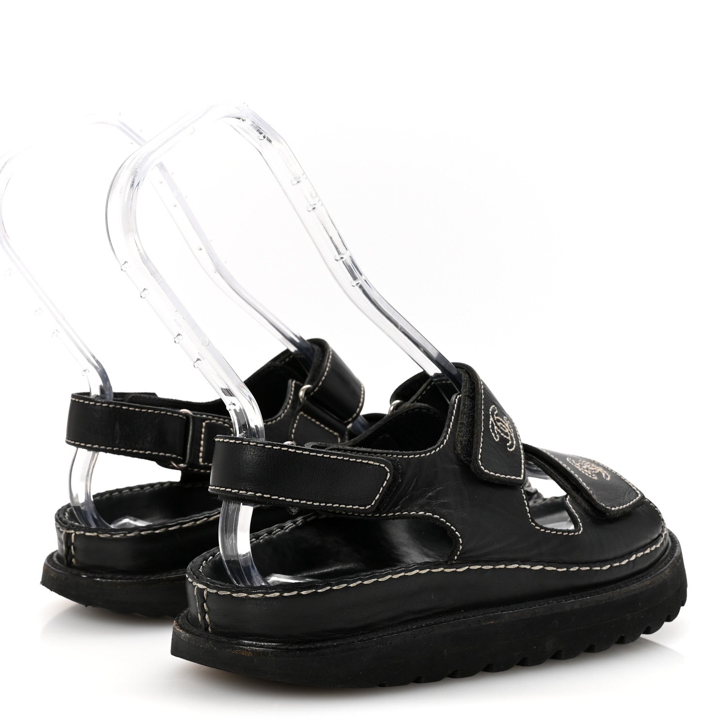 Chanel Calfskin Velcro Dad Sandals 35 Black 5 of 7