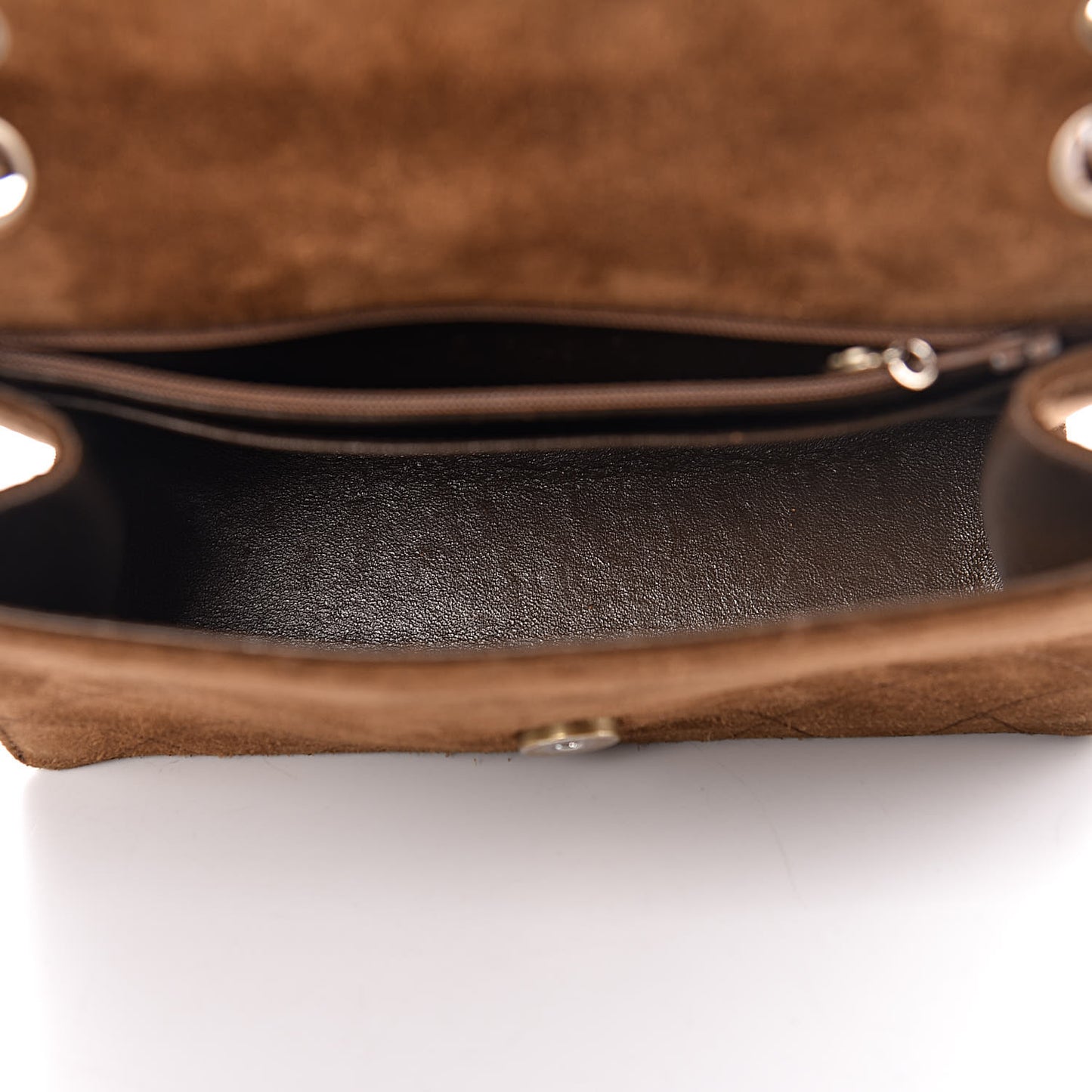 Suede Stitched Shoulder Bag Brown