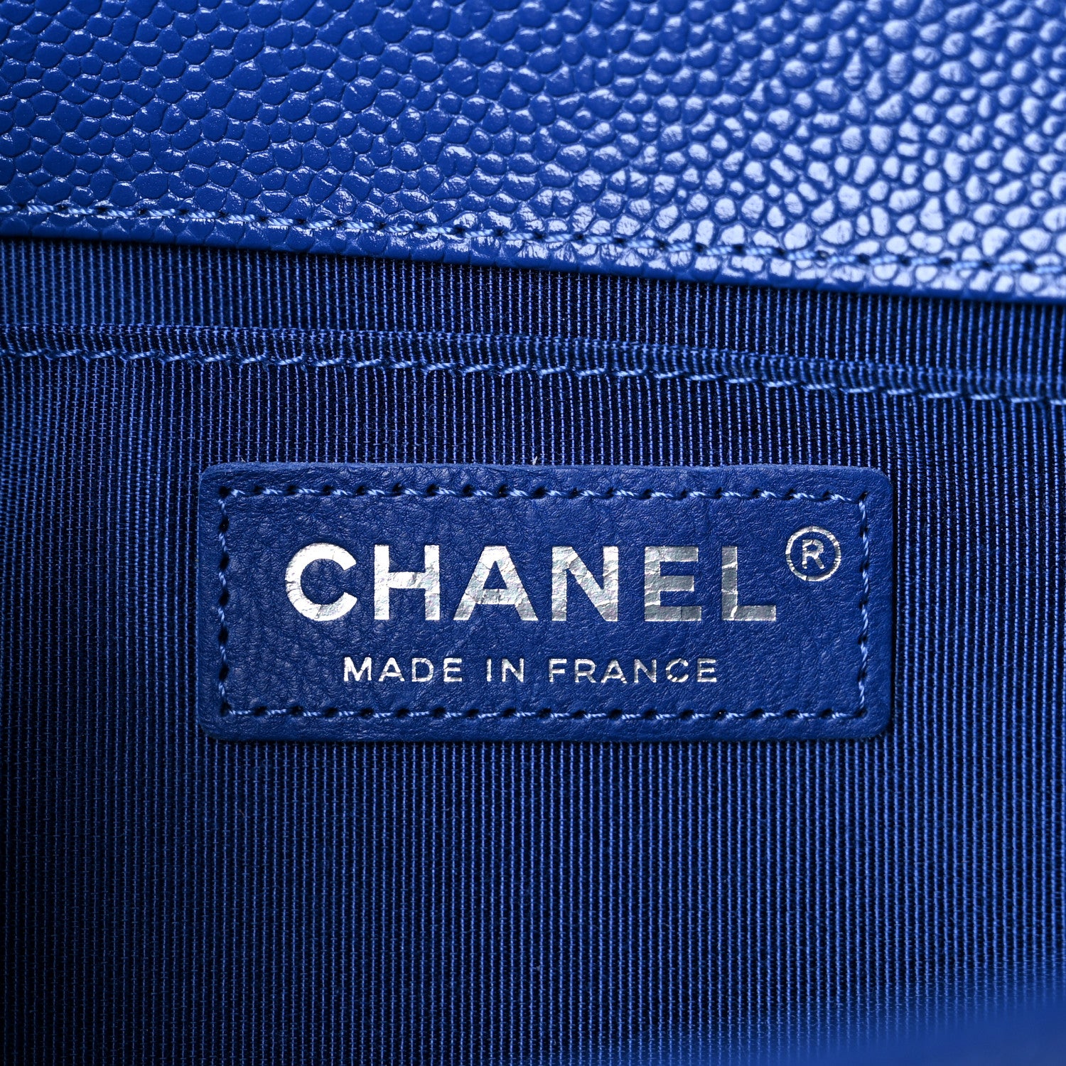 Chanel Caviar Chevron Quilted Medium Boy Flap Dark Blue 5 of 10