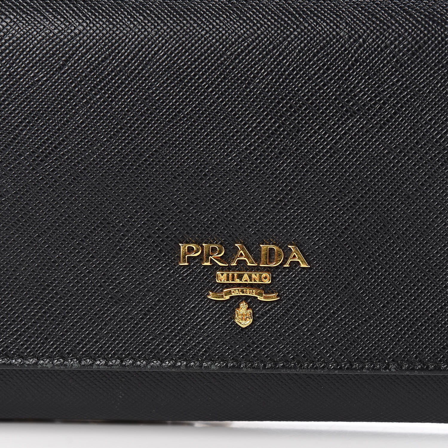 Prada Saffiano Metal Oro Chain Wallet Black 10 of 12