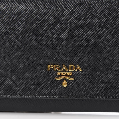 Prada Saffiano Metal Oro Chain Wallet Black 10 of 12