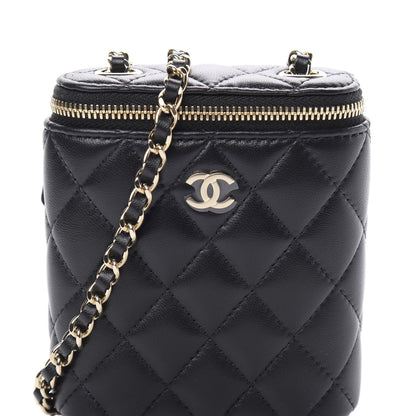 Chanel Lambskin Quilted Small Vertical Coco Beauty Vanity Case With Chain Black 8 of 11