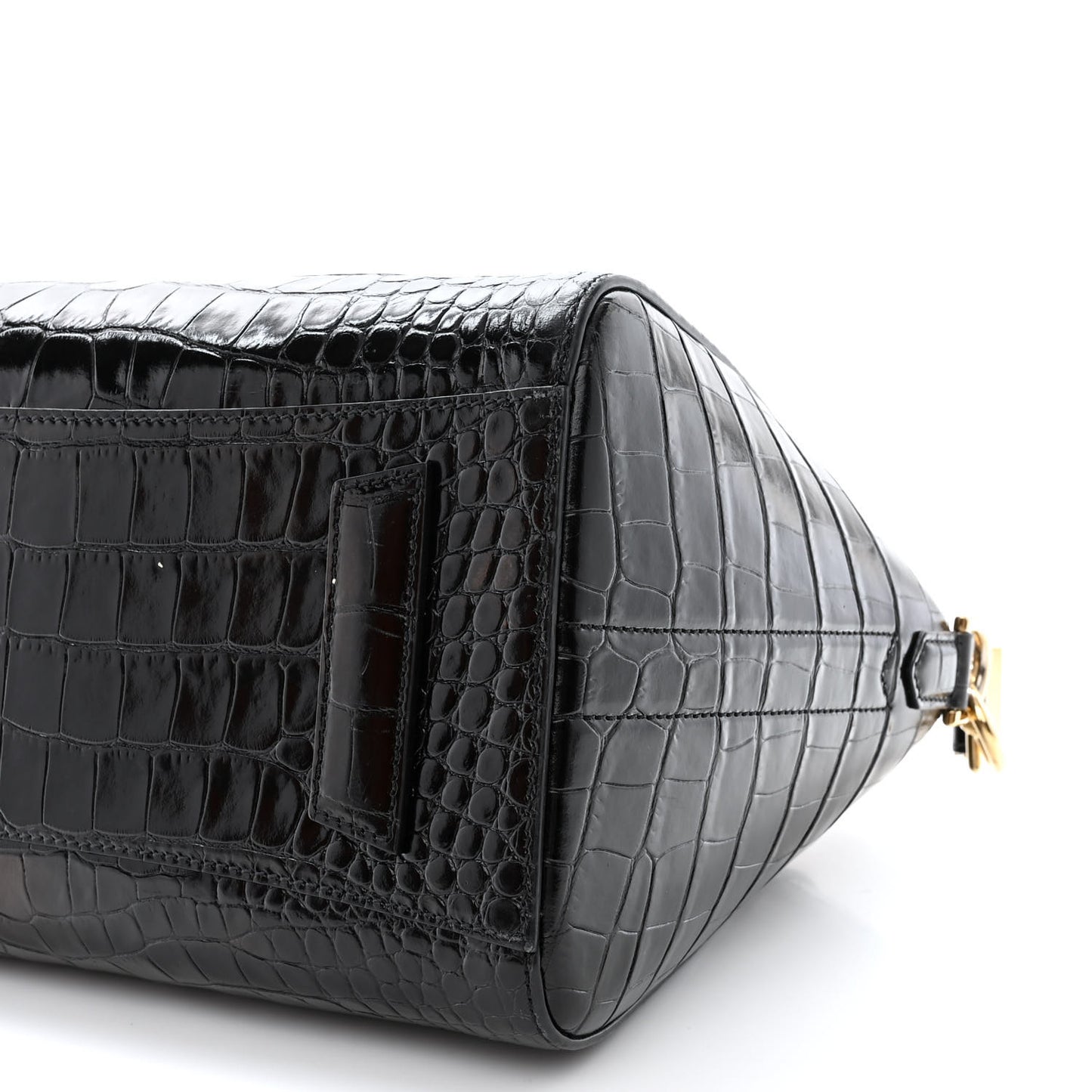 Calfskin Crocodile Embossed Small Antigona Black