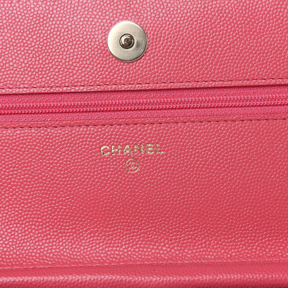 Chanel Caviar Quilted French New Wave Chain CC Wallet On Chain WOC Pink 6 of 12