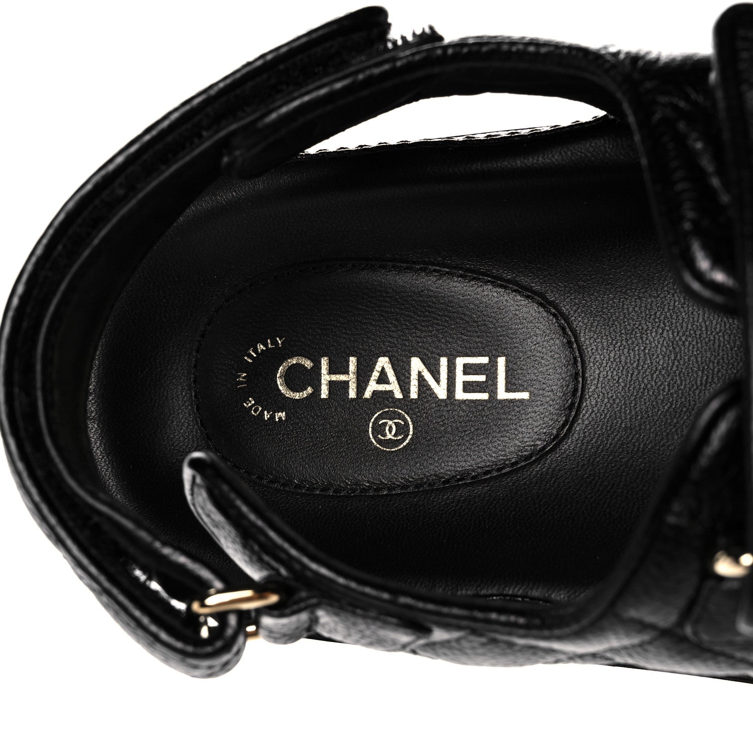 Chanel Grained Calfskin Velcro Dad Sandals 37.5 Black 7 of 10