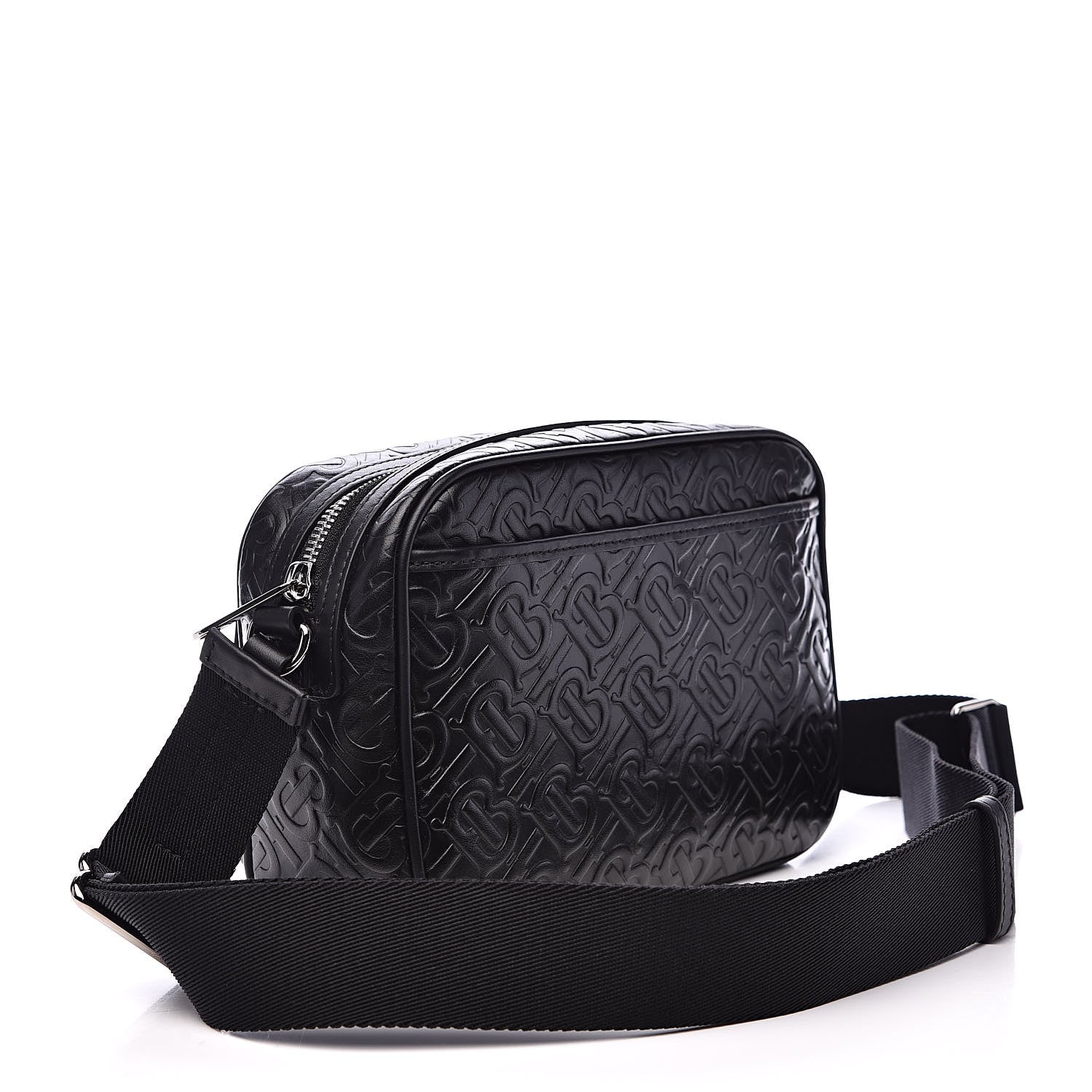 Burberry Calfskin Embossed Monogram Small Camera Bag Black 3 of 8