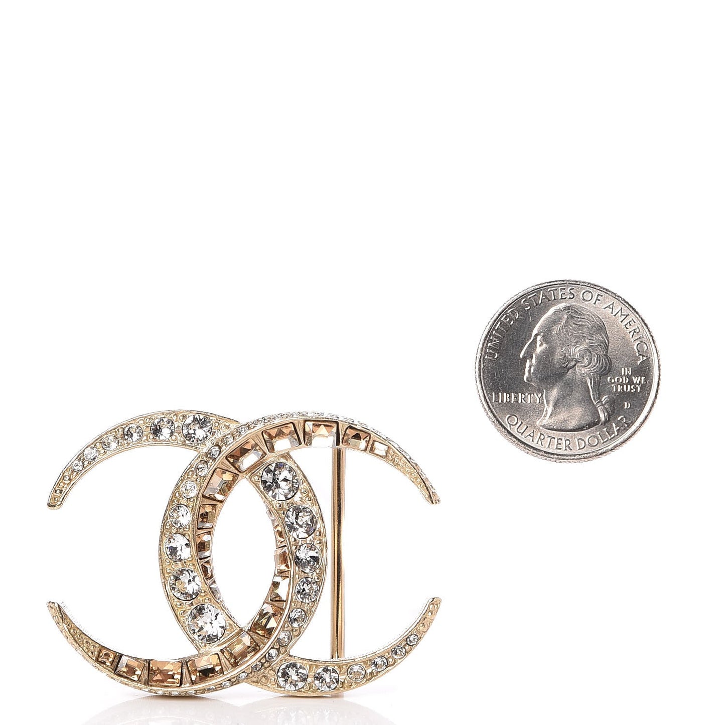 Baguette Crystal CC Belt Buckle Light Gold