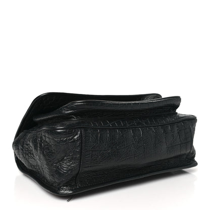 Saint Laurent Crocodile Embossed Lambskin Monogram Medium Niki Chain Satchel Black 4 of 11