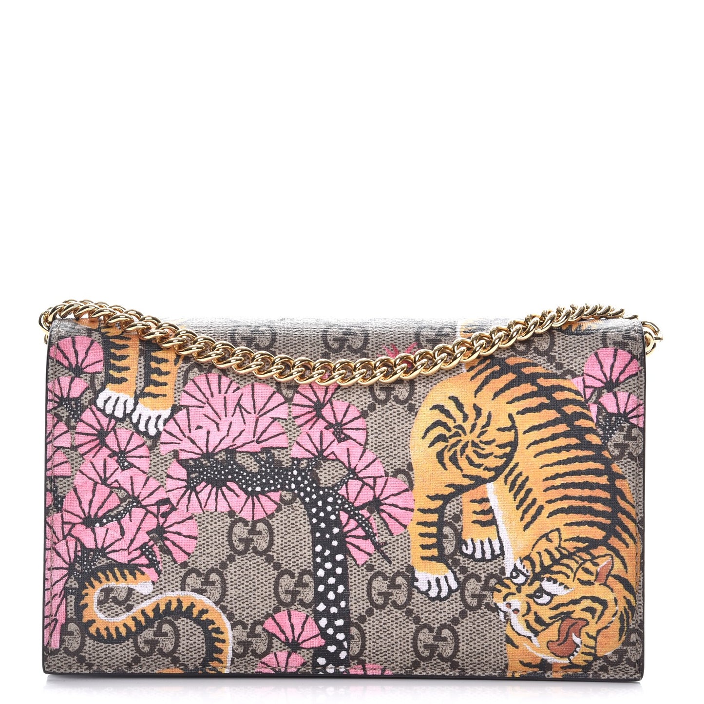 GG Supreme Monogram Bengal Chain Wallet Beige Pink