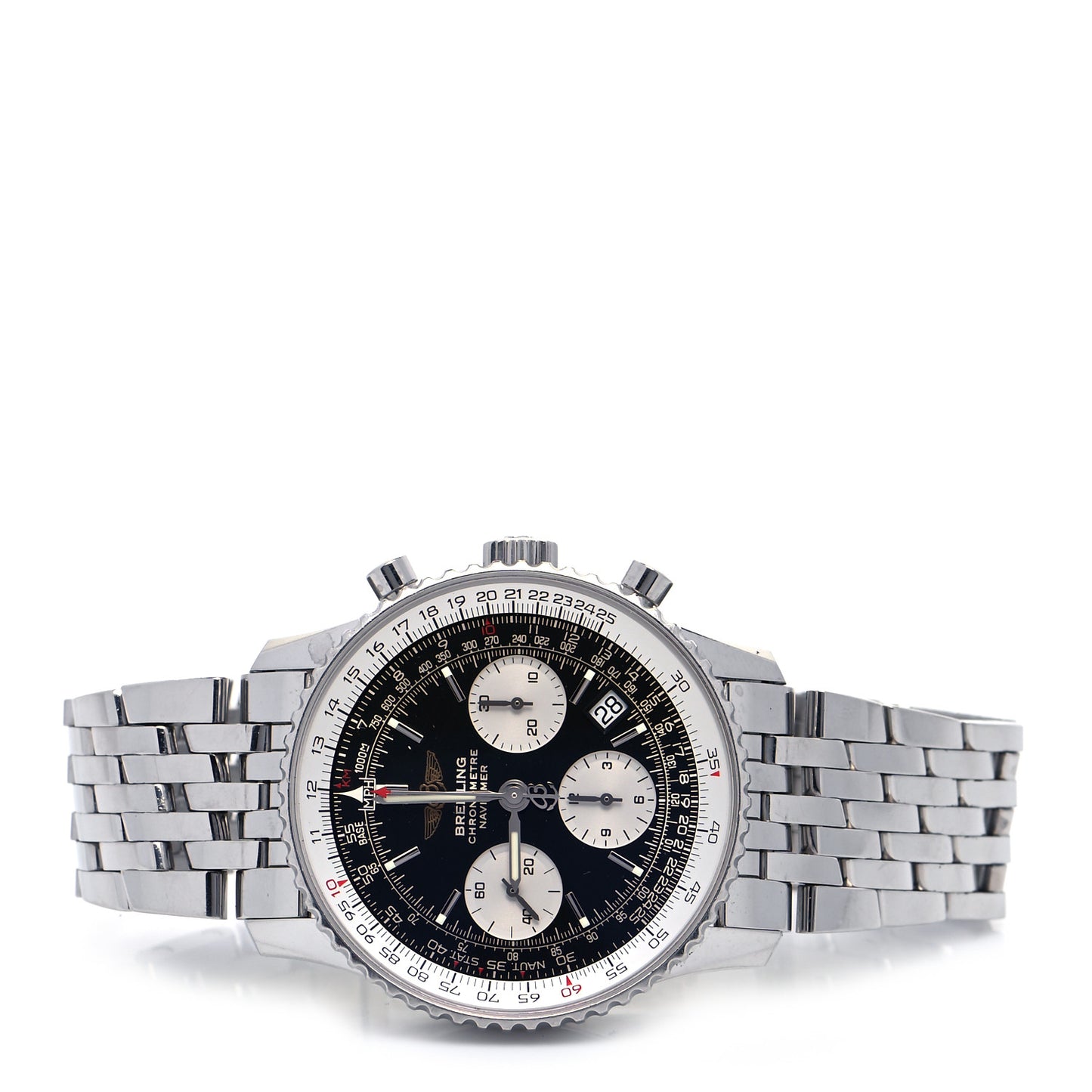 Stainless Steel 42mm Navitimer Chronograph Automatic Watch Black A23322