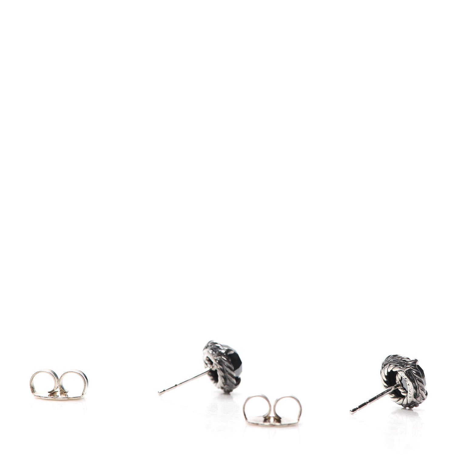 David Yurman Sterling Silver Hematite 8mm Chatelaine Earrings 3 of 4