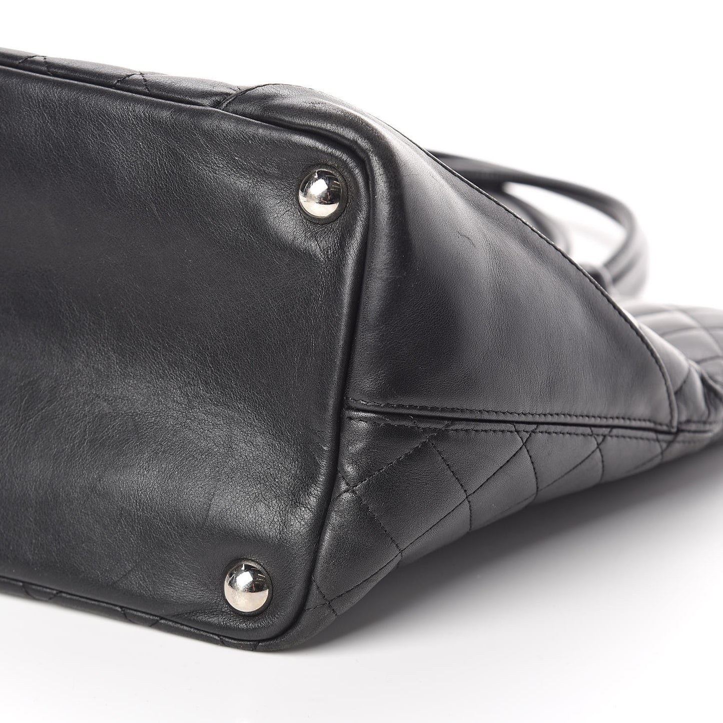 Calfskin Quilted Large Cambon Tote Black