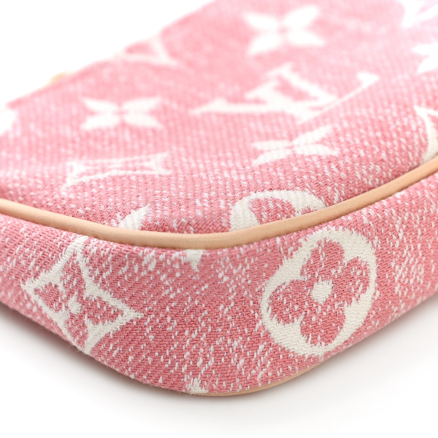 Denim Jacquard Monogram Micro Pochette Accessories Rose
