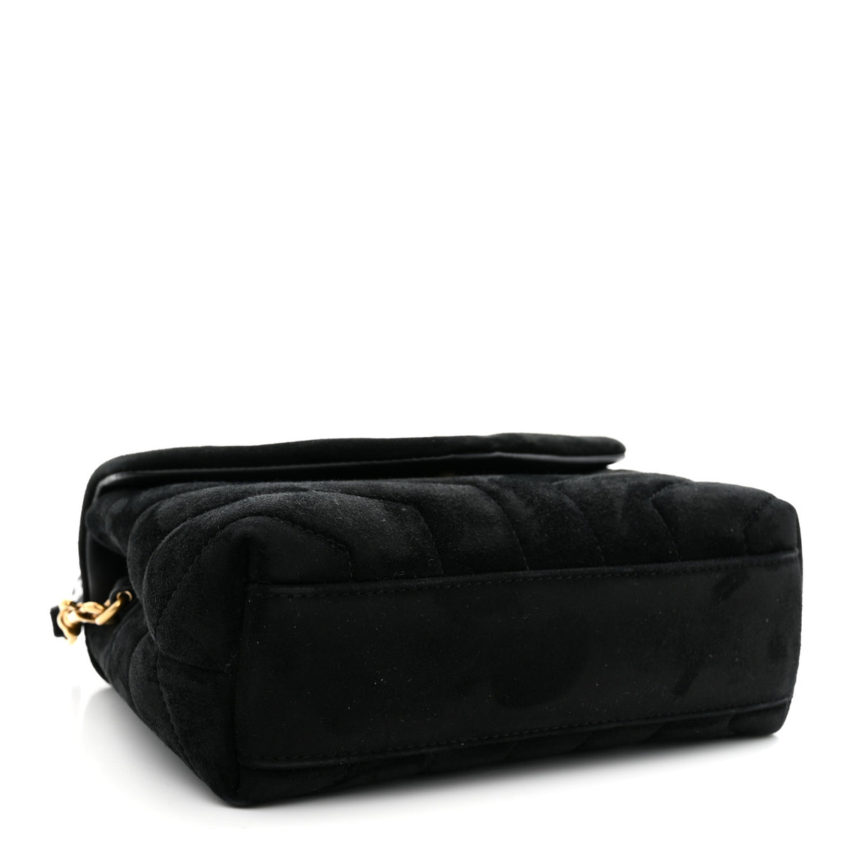 Saint Laurent Suede Y Quilted Monogram Toy Loulou Crossbody Bag Black 4 of 11
