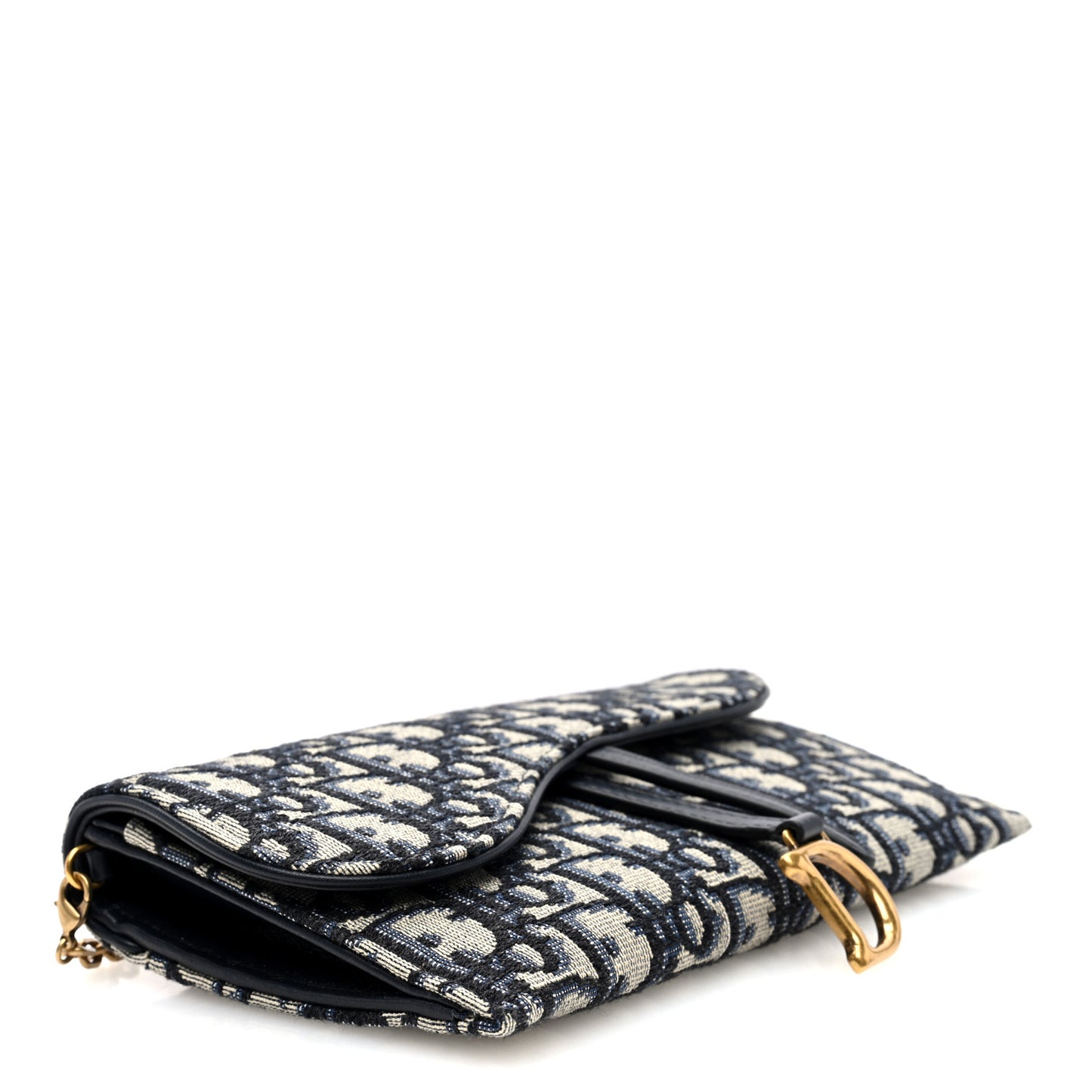 Oblique Saddle Chain Long Wallet Blue