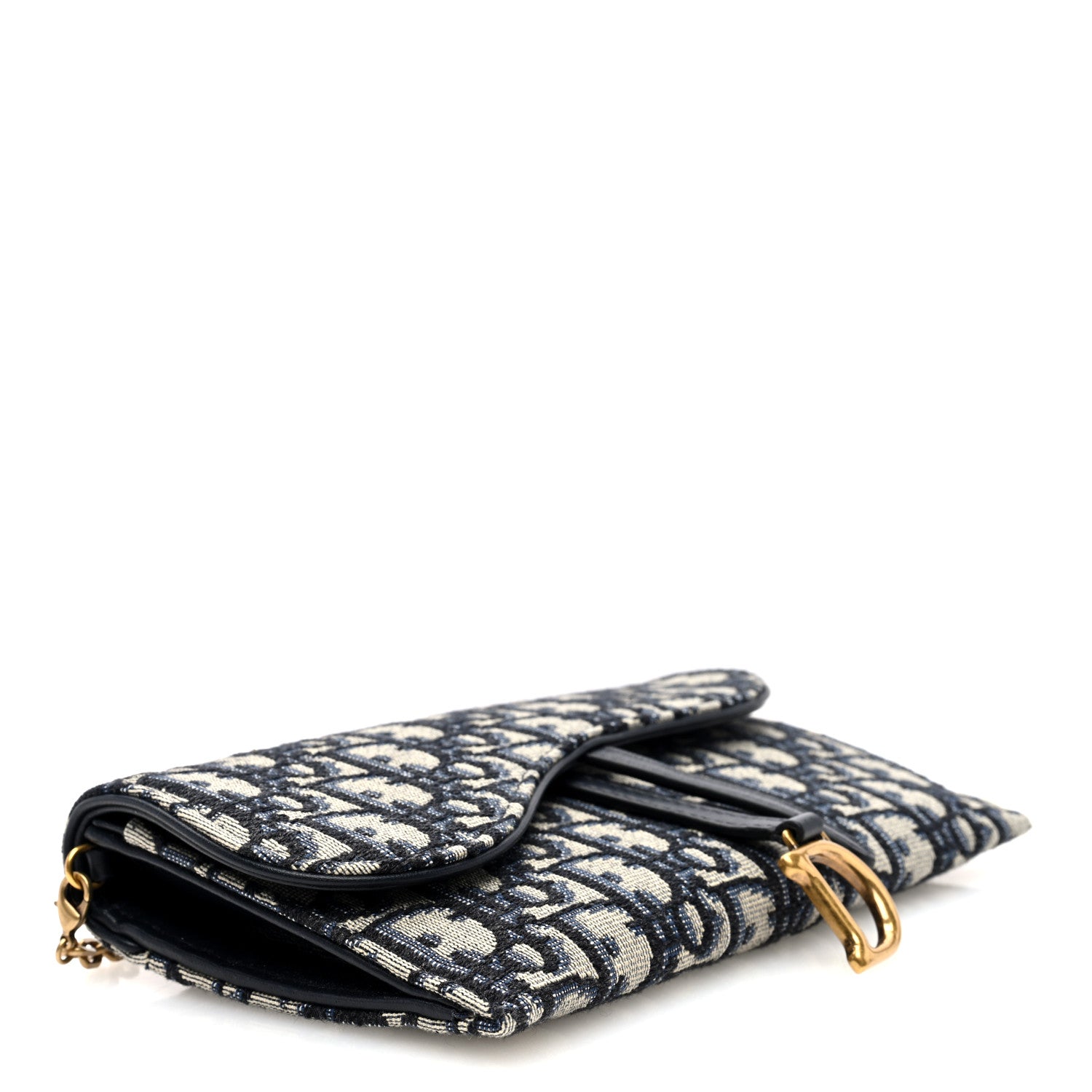 Christian Dior Oblique Saddle Chain Long Wallet Blue 5 of 11
