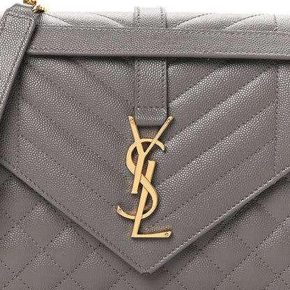 Saint Laurent Grain De Poudre Textured Mixed Matelasse Triquilt Medium Monogram Satchel Fog 7 of 9