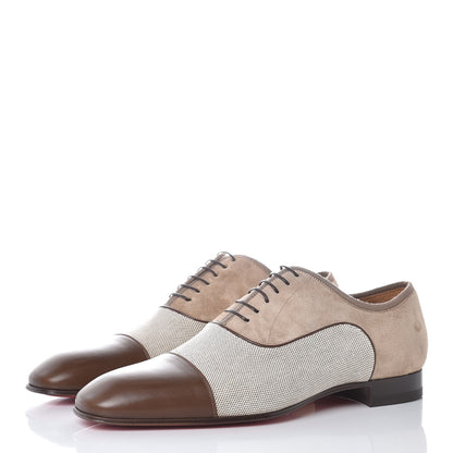 Christian Louboutin Calfskin Suede Mens Greggo Orlato Flat Oxfords 40.5 Version Mandorla 3 of 8
