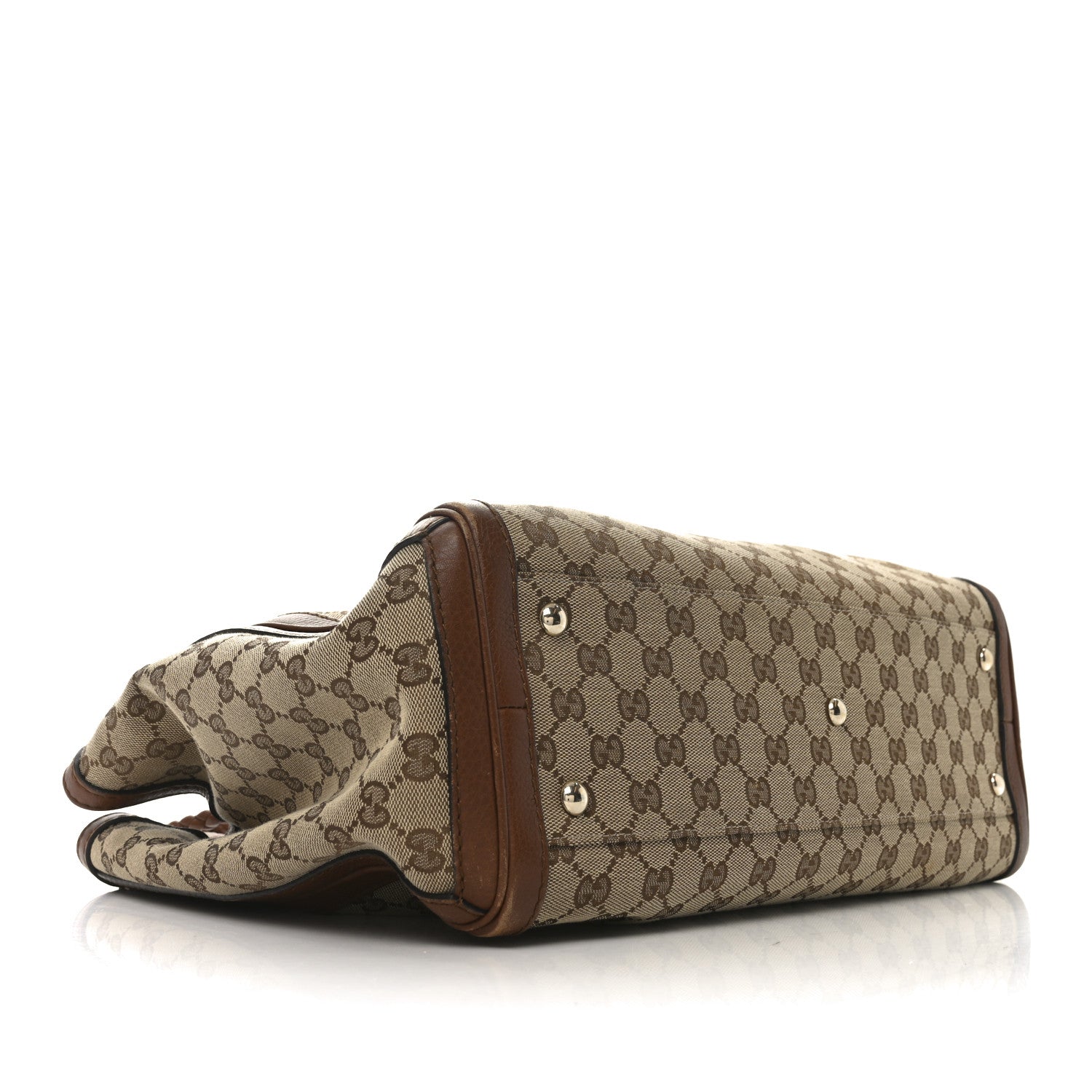 Gucci Monogram Cellarius Calfskin Medium Bella Tote Beige Ebony Cuir 4 of 12