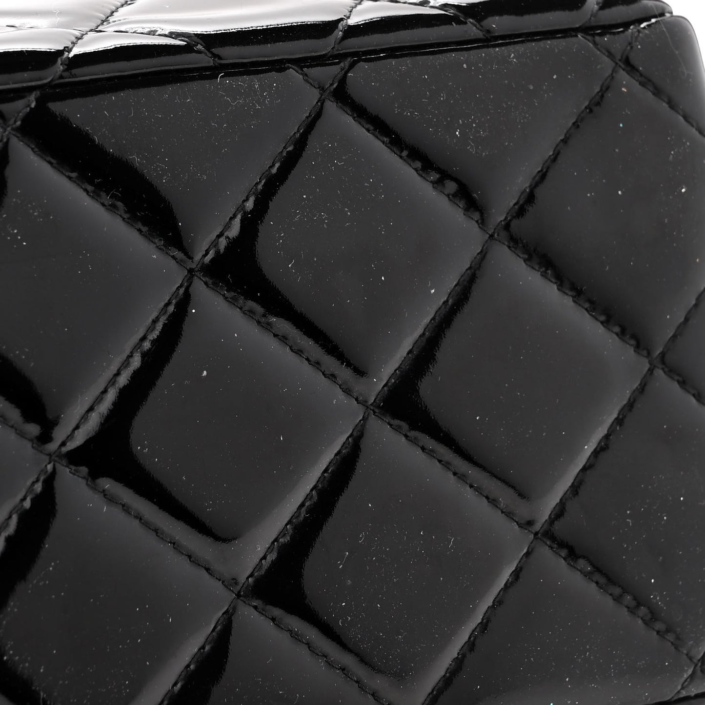 Patent Quilted Jumbo Double Flap Black
