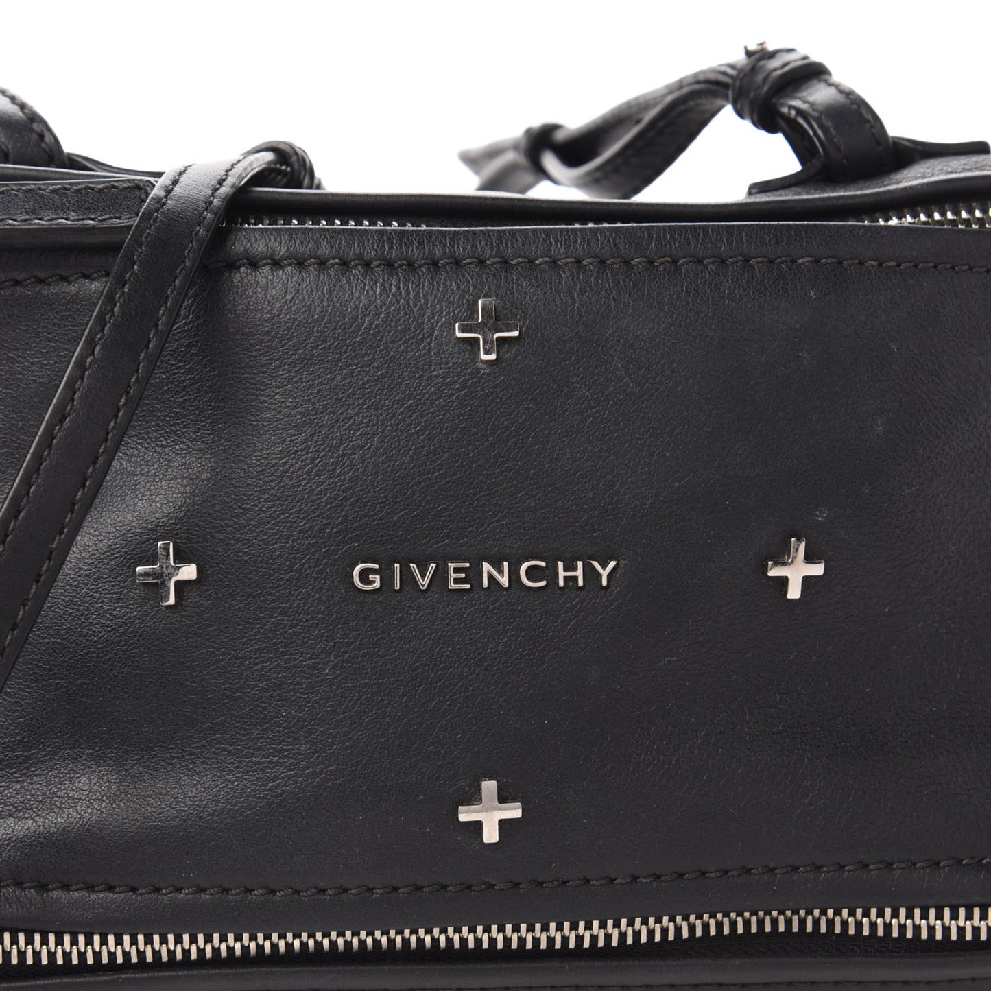 Calfskin Cross Embellished Mini Pandora Black