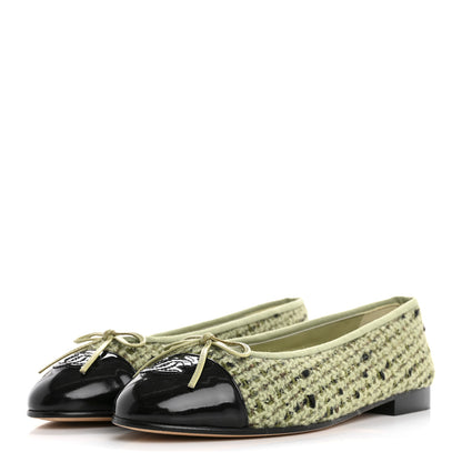 Chanel Tweed Patent Calfskin Cap Toe Ballerina Flats 36.5 4 of 9