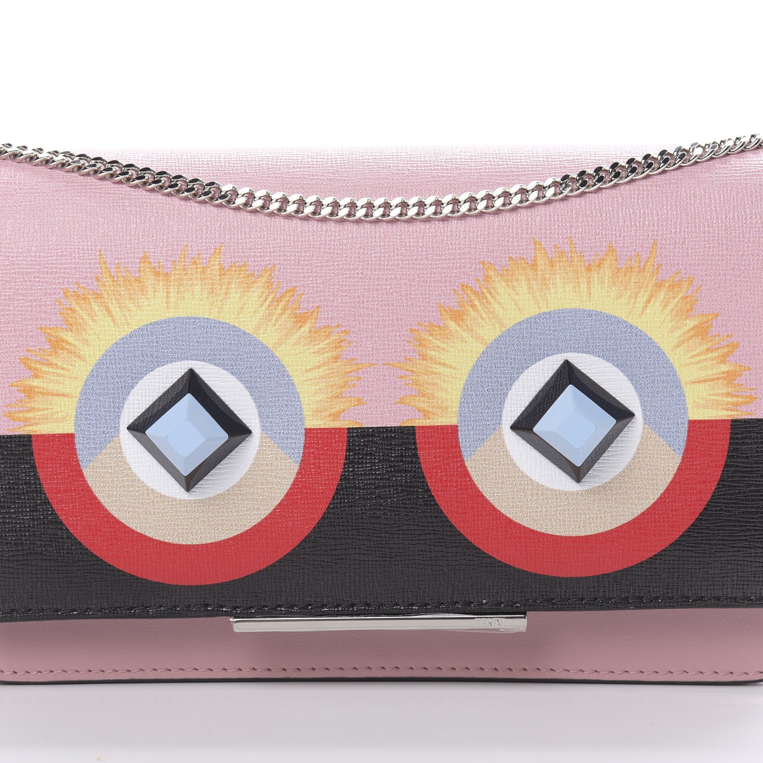 Fendi Vitello Elite Century Hypnoteyes Studded Tube Wallet On Chain Bubblegum Multicolor 9 of 12