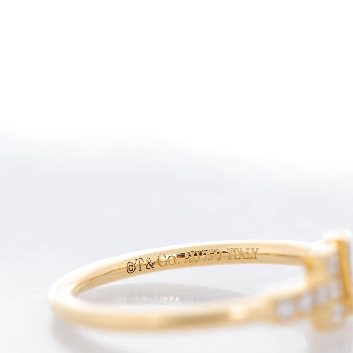 Tiffany 18K Yellow Gold Diamond T Wire Ring 54 7 5 of 6